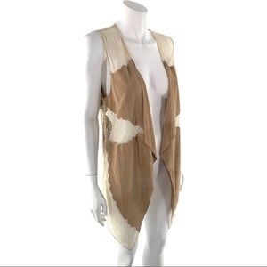 Haute Hippie Tan Suede Leather & Lace Vest